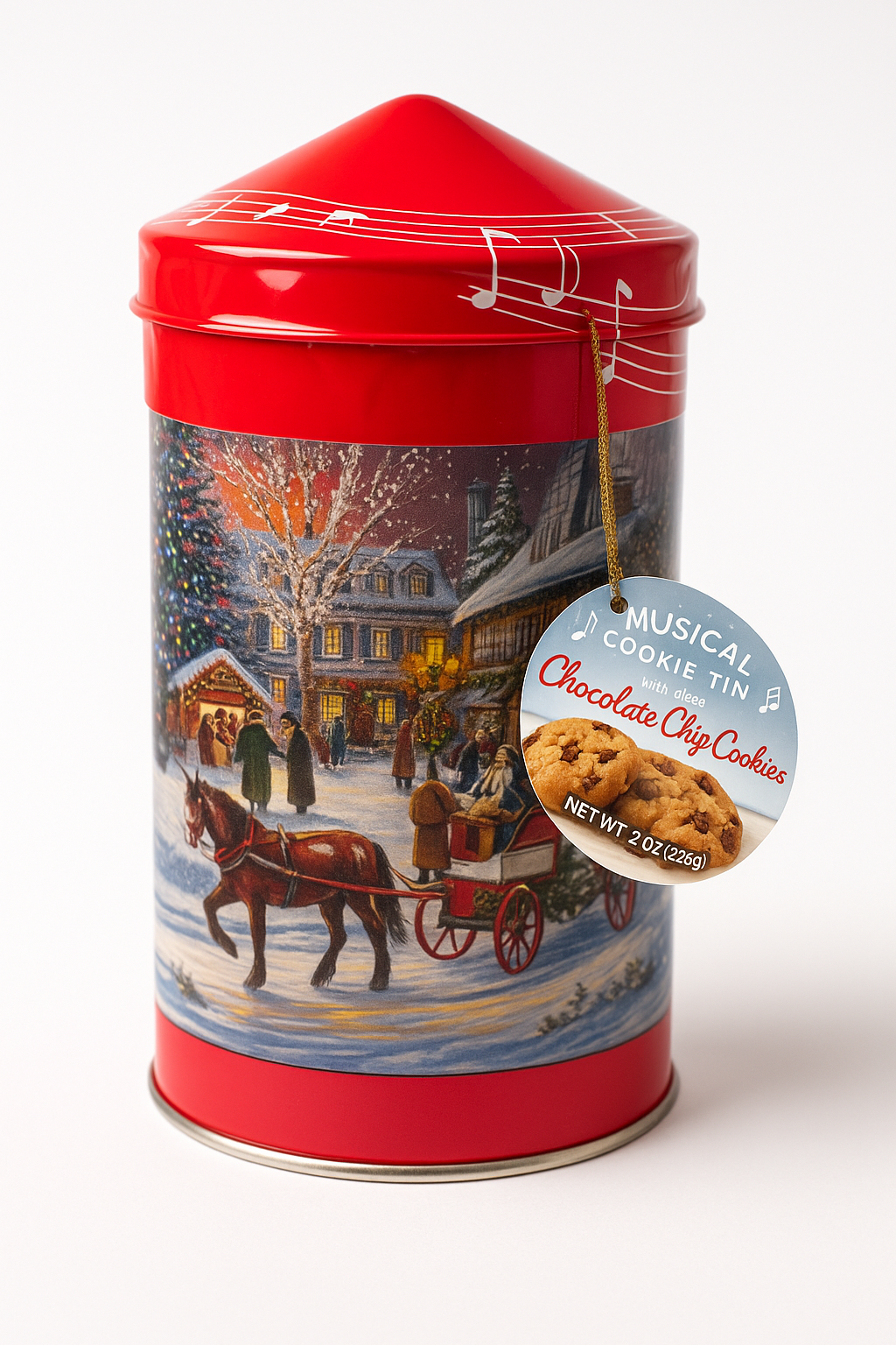 Musical Christmas Cookie Tin – Chocolate Chip (Holiday Edition)